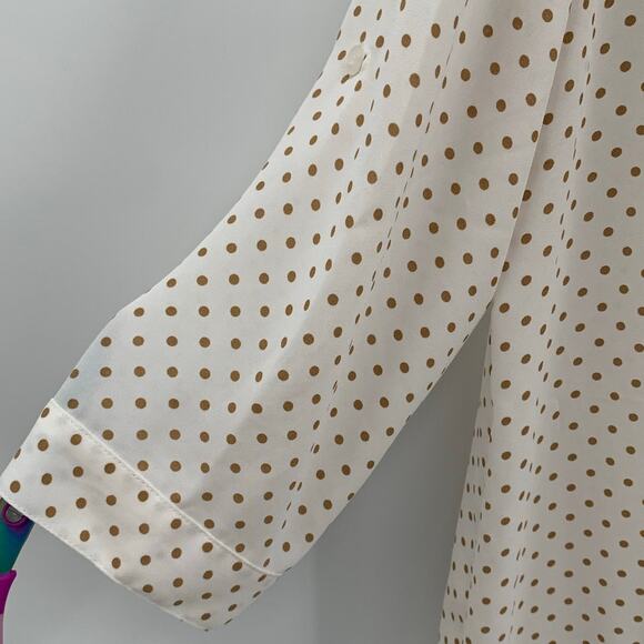 Soho New York & Co Womens Large Top 3/4 Roll Tab Sleeve Polka Dots Career Preppy - Picture 8 of 15